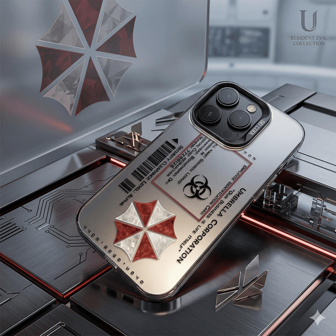 غلاف هاتف Umbrella Corporation بتصميم كلاسيكي رجعي – متوافق مع iPhone 7 حتى 17 – غلاف صلب متين لعشاق